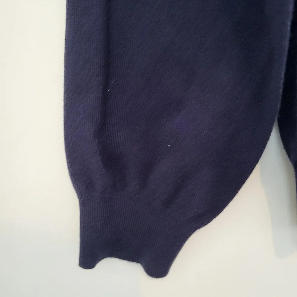 Polo Ralph Lauren Mens Navy Blue Pima Cotton V-Neck Sweater Red Pony Logo Size L
